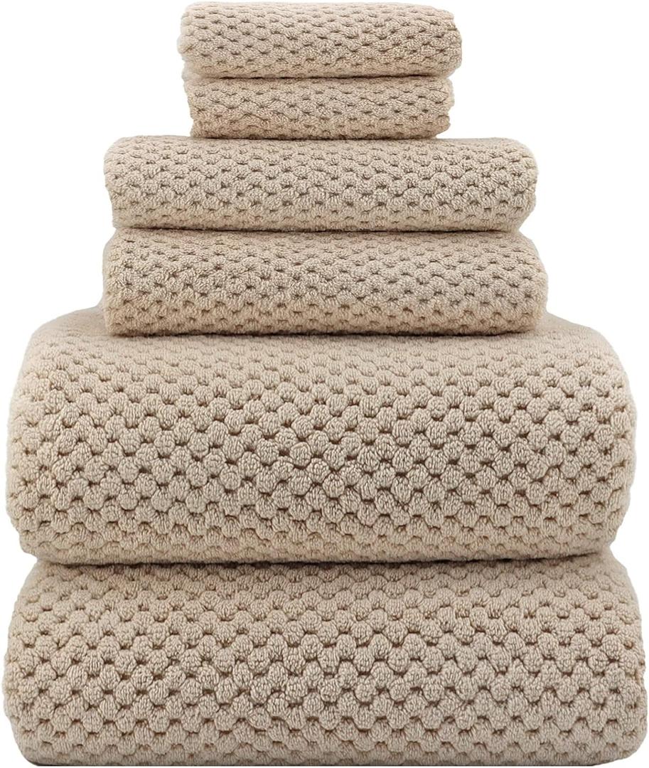 YTYC Towels, 39x78 Inch Oversized Bath Sheets for Adults Luxury Extra Large Bath Towels Sets of 6 Super Soft Shower Towels for Bathroom Microfiber 80% Polyester (Beige,6 Piece)