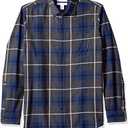 Amazon Essentials Men's Regular Fit Long-Sleeve Flannel Shirt, Soft Brushed Cotton, Lightweight yet Warm, Large