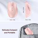 TECKNET Wireless Mouse, 2.4G Ergonomic Optical Mouse, Computer Mouse for Laptop, PC, Computer, Chromebook, Notebook, 6 Buttons, 24 Months Battery Life, 2600 DPI, 5 Adjustment Levels - Pink