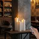 3 x Flameless LED Candles, Flickering Larger Candles with Remote Control & Timer, Battery Operated Waterproof Pillar Candles,3pc for Valentine's Day,Indoor Outdoor Lanterns,Church,Wedding,Patio Porch