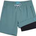 Sixfish Mens Swim Trunks with Compression Liner 5 Inch,2-in-1 Bathing Suit (M)