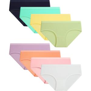 Adorel Teen Girls Underwear Cotton Panties Briefs Solid Color Pack of 8 (13-14 Years)