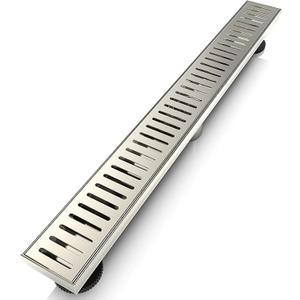 WEBANG 24 Inch Linear Shower Drain Rectangular Floor Drain with Accessories Capsule Pattern Cover Grate Removable SUS304 Stainless Steel CUPC Certified Brushed Nickel