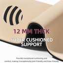 Extra Thick 12mm TPE Exercise Yoga Mat with Strap, 72"L x 24.8"W Non-slip Workout Mat for gymnastics, Pilates, Home, Workout, Gym Floor Fitness