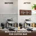 Woodamore Coffee Bar Signs for Wall Decor - Vintage Coffee Accessories for Cafe Station Signs Decorations, Small Farmhouse Cafe Sign for Home Decor Kitchen, Countertop
