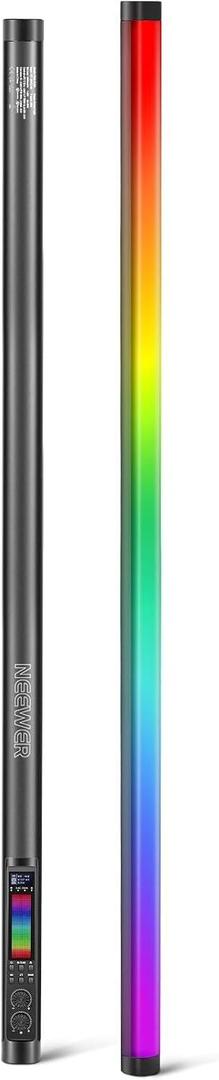 NEEWER TL120C RGB Tube Light, 42W Full Color RGBWW Photography LED Video Light Wand Stick with APP/2.4G/DMX Control, 7 Pixel Effects/18 Scenes, 2500K-10000K CRI97+ TLCI98+, 6000mAh Battery