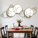 Wall Mirror Decorative, Large Decorative Mirrors for Wall Decor, Round Gold Mirror Wall Art, Wall Mirrors for Living Room, Entryway, Bedroom, Dining Room Kitchen 45''x25.5''