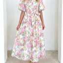 Sissyaki Women's Floral Maxi Dress 2026 Summer Spring Wedding Guest Dress (Pink, M)