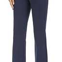 Women's Stretchy Straight Leg Dress Work Pants Business Office Casual Slacks with Pockets, Size 6, Blue