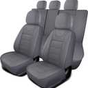 HChengkikz Car Seat Covers, Quilting Leather Seat Covers Full Set, Waterproof Faux Leather Automotive Seat Covers for Cars, Universal Car Seat Protectors Fit for Suvs, Trucks, Airbag Compatible