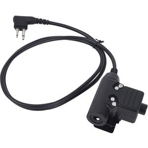 2 Pin U94 Ptt Radio Headset Adapter Cable for Motorola Walkie Talkies(NATO US Military Wired,Black)