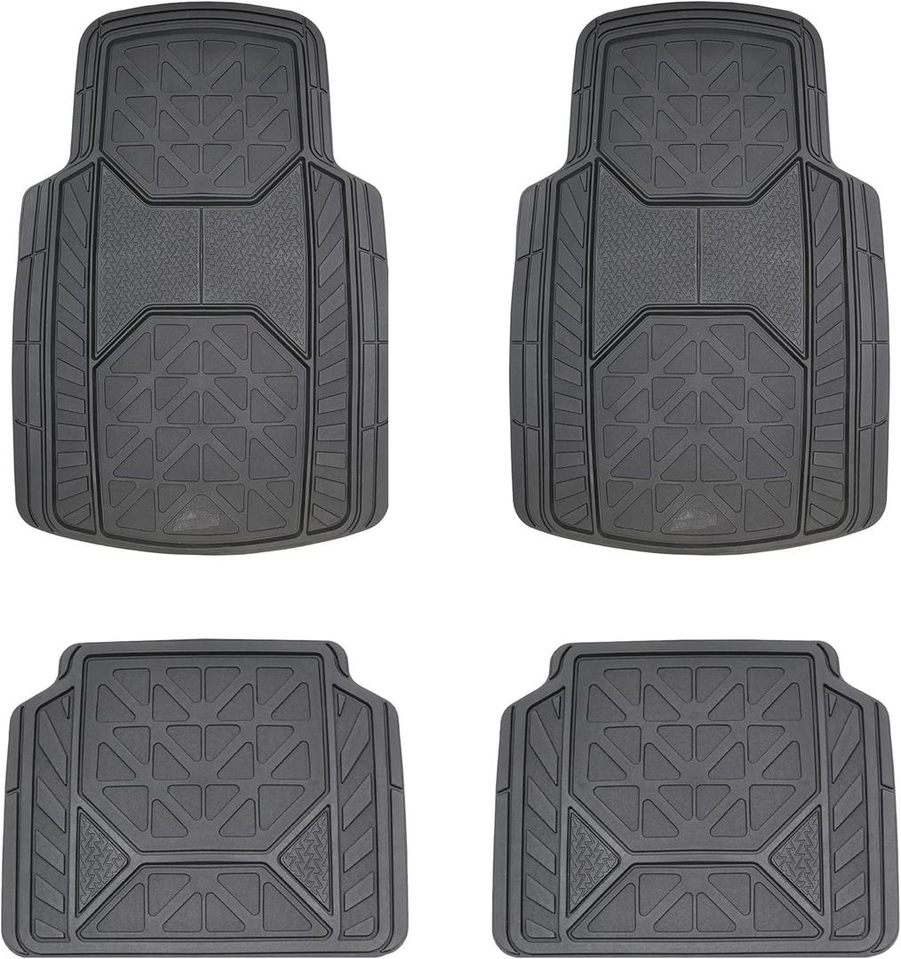 Armor All 4-Piece Trim-to-Fit All-Weather Heavy-Duty Universal Fit All-Season Car Floor Mats, Full Coverage for Cars, Truck, SUVs -- Black
