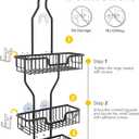 Shower Caddy Hanging Organizer: Over Shower Head Storage Shelf - Aluminum Never Rust Rack for Inside Shower Black