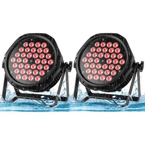 HOLDLAMP Outdoor Waterproof LED Stage Lights Par Can Light Uplighting, RGB 3-in-1 Uplights for Events, DMX Control Sound Activated Strobe Light for Christmas Party Bar Church DJ Wedding (2 Packs)