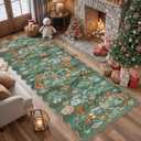 Washable 3x10 Hallway Runner Rug: Floral Scalloped Soft Runners for Entryway Kitchen Nursery Non Slip Bathroom Floor Mat Water Resistant Light Weight Carpet for Living Room Bedroom (3x10 Floral/Green)