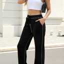 Sweetmoon Wide Leg Sweatpants Women Baggy Women's Tall Straight High Waisted Lounge Pants Workout Loose Lightweight Pockets (Black, M)