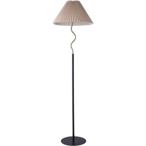 KUNJOULAM Modern Pleated Floor Lamp, Black Pole Floor Lamps, Simple Design Tall Lamp with Adjustable Beige Lampshade, Standing Lamp for Living Room, Bedroom, Office, Home (Without Bulb)