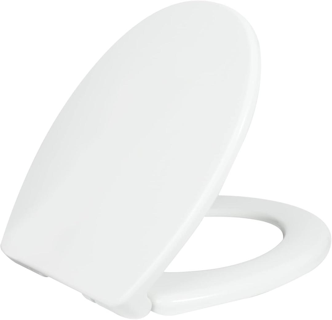 LUXE TS1008R Round Comfort Fit Toilet Seat with Slow Close, Quick Release Hinges, and Non-Slip Bumpers (White)