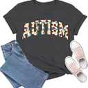 Women Autism Awareness Shirt Autism T-Shirt Mental Health Tee Tops, M
