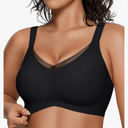 OEAK Womens Wireless Bras V Mesh Comfortable Bralette Supportive Tshirt Bra No Underwire Seamless Push Up Everyday Bras Size XL