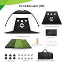 Golf Hitting Net 10x7FT with Tri Turf Mat, Golf Nets for Backyard Driving Real Golf Balls with 10 Balls, 4 Ground Stakes, 6 Windproof Sandbags, Rubber Tee, Tray and Carry Bag Indoor/Outdoor Use