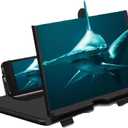 Screen Magnifier, 3D Magnifier Projector Screen, Foldable Phone Stand with Screen Amplifier  Compatible with All Smartphones 10 inch (Black)