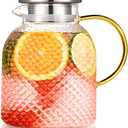 Glass Pitcher, ZBUFAN 60oz Water Pitcher with Lid and Spout, 1.8L Beverage Pitchers for Fridge, Glass Jug for Iced Tea, Juice, Lemonade, Carafe with Brush
