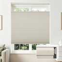 Joydeco No Tools No Drill Blinds for Indoor Windows, Cordless Window Blinds Cellular Shades Top Down Bottom Up Blackout Honeycomb Blinds Thermal Insulated Noise Reduction (Beige, 33" W x 64" H)