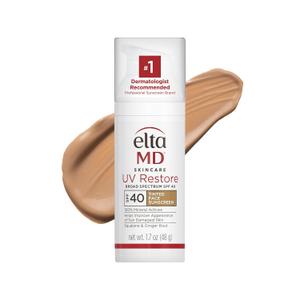 EltaMD UV Restore Tinted Sunscreen for Face SPF 40, Tinted Mineral Sunscreen for Sun Skin Repair Face, Anti Aging Zinc Oxide Moisturizer Formula, 1.7 oz