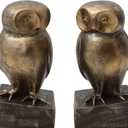 Bloomingville Resin Owl Shaped Bookends with Bronze Finish (Set of 2 Pieces)