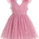 IMEKIS Toddler Kids Girls Butterfly Dress Sparkle Sequins Tulle Wedding Formal Birthday Dresses, 3-4Y