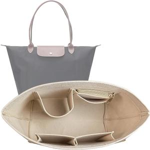 Lckaey Purse Organizer Insert for longchamp(Small) shor thandle Handbags Organizer 1012Beige-S