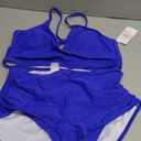 Women's High Waisted Bikini Sets Push Up Twist Front Spaghetti Straps Ruched Two Piece Swimsuit Bathing Suit (Large, Royal Blue)