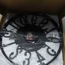 Maxstar Round Wall Clock for Living Room Decor Battery Operated Non Ticking Silent Vintage Black Metal Wood Clocks for Home Living Room Garden Farmhouse Office Kitchen Decoration -13 inch (Black-arabic Numerals)