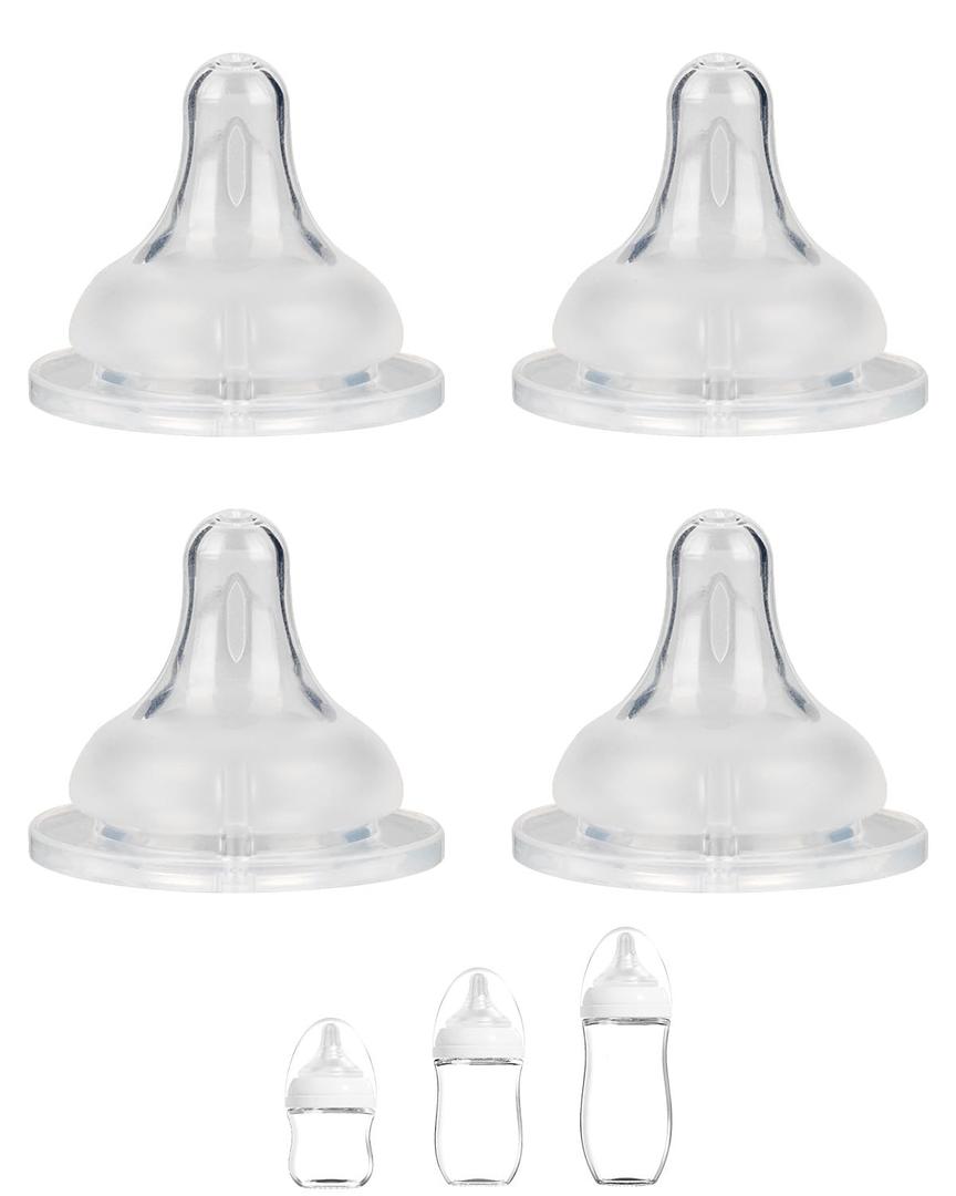 2 x Silicone Nipple for Gulicola Natural Glass Bottle, Medium Flow Nipple Level 2, 3 m+, 4 Count
