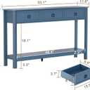 Treocho 53.1" Console Table with 3 Drawers, Modern Entryway Table, 2-Tier Narrow Long Sofa Table Behind Couch Table for Living Room, Hallway, Blue
