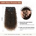 Clip in Hair Extensions, FLUFYMOOZ 4PC 100 Pure Protein Silk Hair Extensions Long Soft Natural Hairpiece 20 Inch Curly Hair Extension for Women (Dark Almond brown with copper)