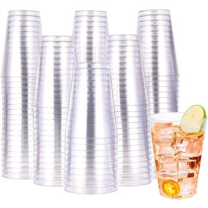 JOLLY CHEF 16 oz Clear Disposable Plastic Cups, 100 Pack Heavy-duty Plastic Cups Tumblers,Perfect for for Halloween, Christmas, and Thanksgiving Parties (Clear-16oz-100)