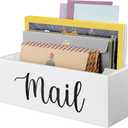 DRASTAR Mail Organizer, Mail Holder with 2 Slots, White Mail Basket for Wall Mount, Wooden Desk Mail Organizer, Envelope Holder for Home Office Decor