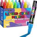 Window Chalk Markers for Cars Glass Washable, 16 Colors Jumbo Liquid Chalk Marker Pens with 10mm 3 in 1 Nib Wide Tips, Big Chalkboard Markers Car Window Paint Pens for Auto, Bistro, Mirror, Poster
