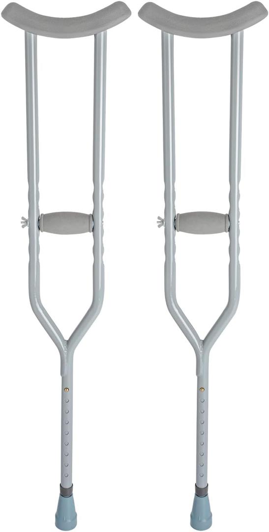 Dynarex Bariatric HD Steel Tall Adult Crutches - Extra Heavy Duty Bariatric Crutches with Underarm Pads, Adjustable Hand Grips, Anti-Slip Tips - 1000lbs Capacity, 1 Pair
