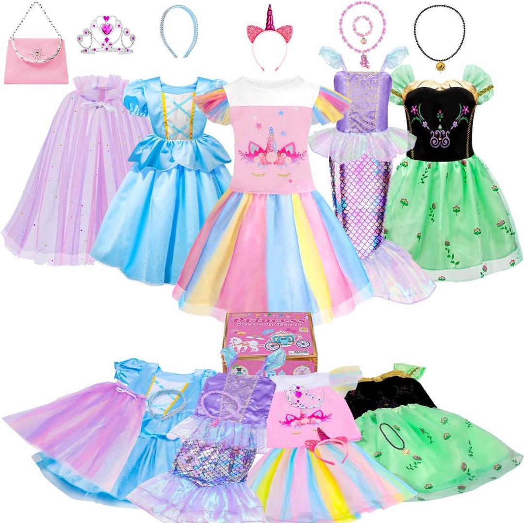 Meland Princess Dress Up - Dress Up Clothes for Girls with Toys,Christmas Birthday Gift for Toddler Girls 3,4,5,6,7,8 Years (Pink)