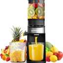 Voltisphere Cold Press Juicer, 400W Juicer Machines, 4.9"Wide Feed Chute Slow Masticating Juicer for Whole Vegetables & Fruits, High Juice Yield, Easy to Clean, Advanced Touch Sensing Switch(Silver Gray)