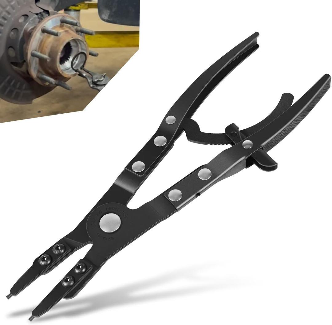 38700 Spindle Snap Ring Pliers 12in Heavy Duty External Snap Ring Pliers with Ratchet Locking Design, Fit for Ford Super Duty Pickups 2007 and Newer