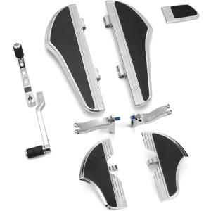 Defiance floorboards for Harley Touring street glide FLHX FLT FLHR FLHXS FLHTCUTG chromed rear footboards and Heel Toe Shift Levers (Chromed)