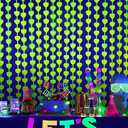 Mega-L Glow In The Dark Party Supplies, 2 Pack Neon Heart Party Decorations 3.3 x 6.6 ft Fluorescent Macaron Yellow Tinsel Foil Fringe Curtains, Photo Booth Prop Backdrop Streamer Birthday Party Decor 2 Pcs