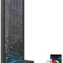 48" Indoor Waterfall Fountain with LED Lights - 7-Color Illuminated Mirror Waterfall, Self-Contained Water Feature Kit for Home Decor, Large Indoor Fountain with Captivating Water Flow