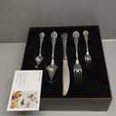 KINGSTONE Vintage Carved Silverware Set, 5-Piece 18/10 Stainless Steel Flatware Cutlery Set with Retro Royal Thick Handle, Tableware Utensils for Home, Restaurant, party, Wedding, Dishwasher Safe