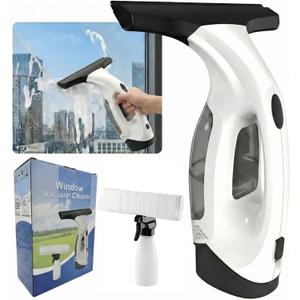 Electric Window Vacuum Squeegee, 2200mAh & 2000Pa Cordless Window Cleaner Tool with 150ml Water Collection Tank, Window Cleaning Kit for Shower Glass, Car, Door, Mirror, Home (White)