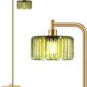 Floor Lamp for Living Room,Gold Floor Lamp with Green Glass Shade,Modern Standing Lamps with 3000K Warm Light Bulb,Vintage Tall Light for Bedroom Office Reading Room Corner